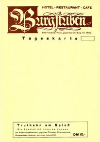 Burgstuben - Speisekarte